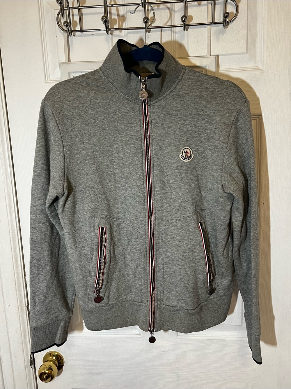 Moncler Men’s Light Gray Zip-Up Sweater Jacket